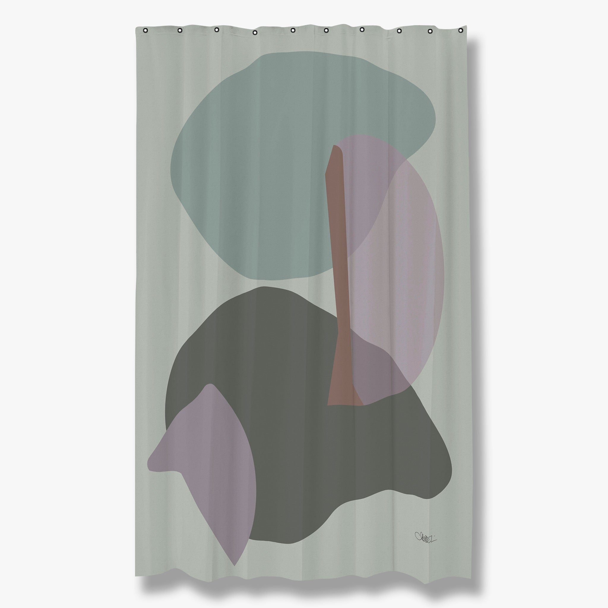 Duet Shower Curtain Light Grey, 150x200 cm - Mette Ditmer