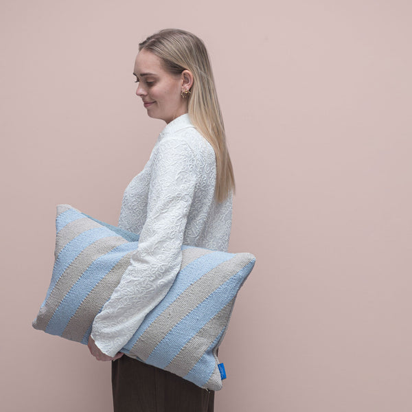 ACROSS kilim cushion cover, light blue