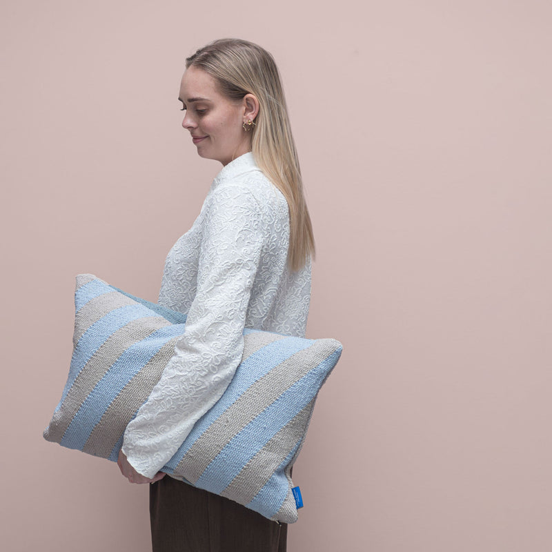 ACROSS kilim cushion cover, light blue