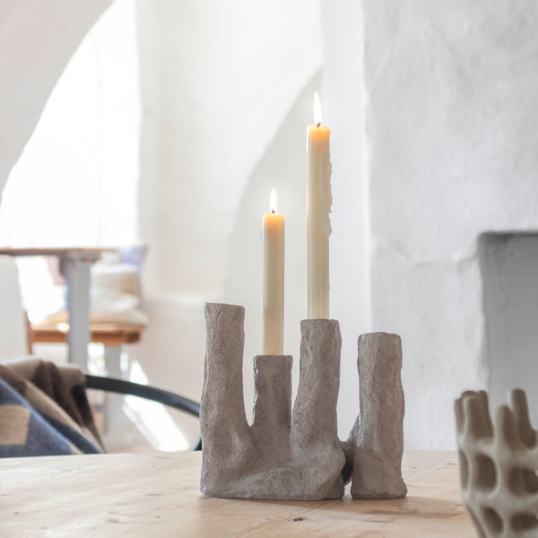 ART PIECE four candleholder, Light grey