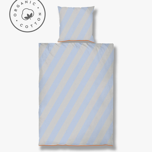 DIAGONAL bed set, Light blue / Sand