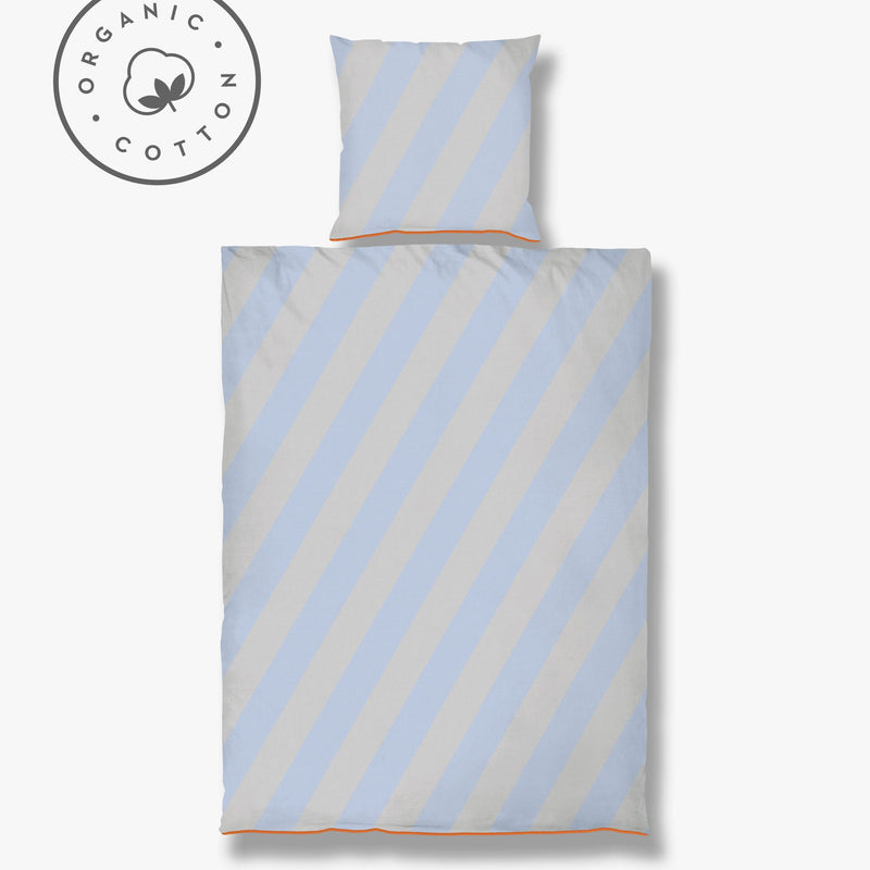 DIAGONAL bed set, Light blue / Sand