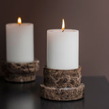 MARBLE block candleholder, tall, Brown