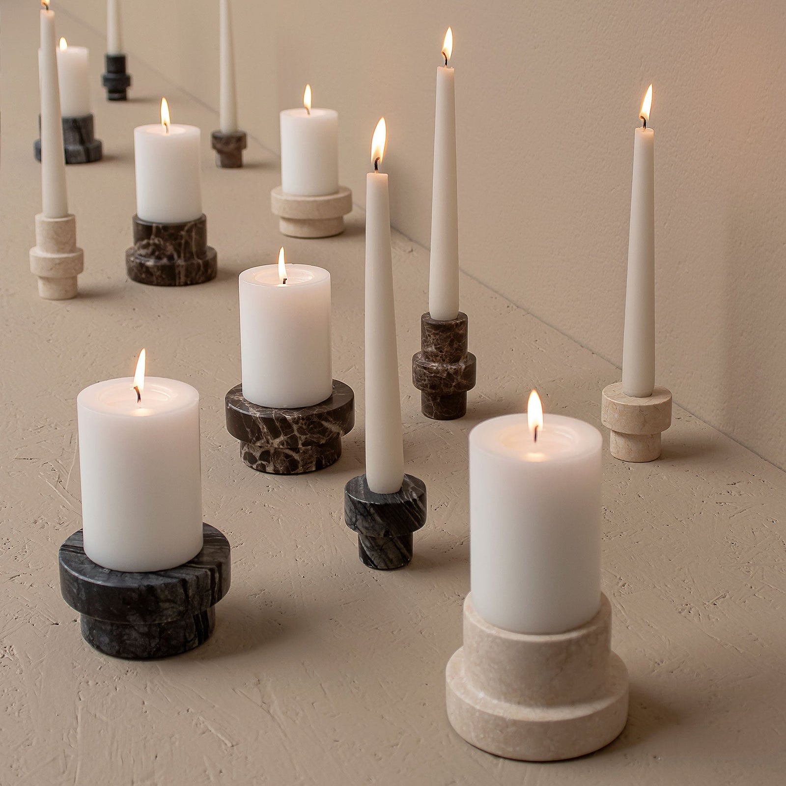 MARBLE Block Candleholder, Tall, Sand | Mette Ditmer – Mette