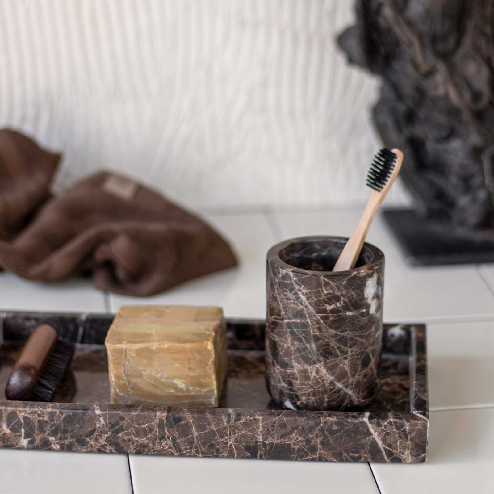 MARBLE toothbrush holder, Brown – Mette Ditmer - International