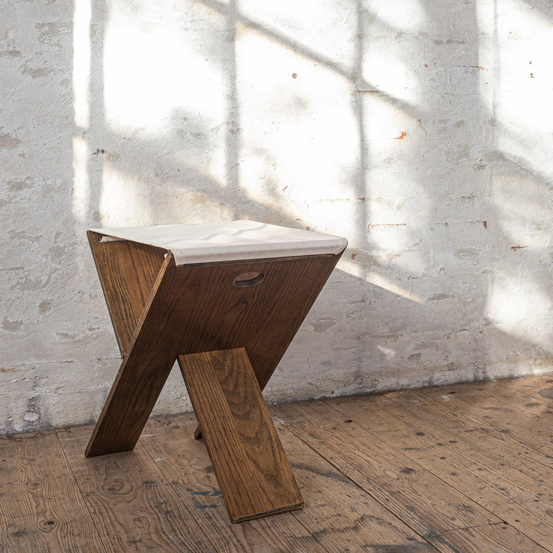 ROOTS folding stool, Dark oiled