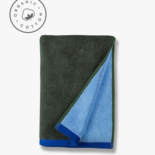 SOFT Towel, Dark Olive / Light blue