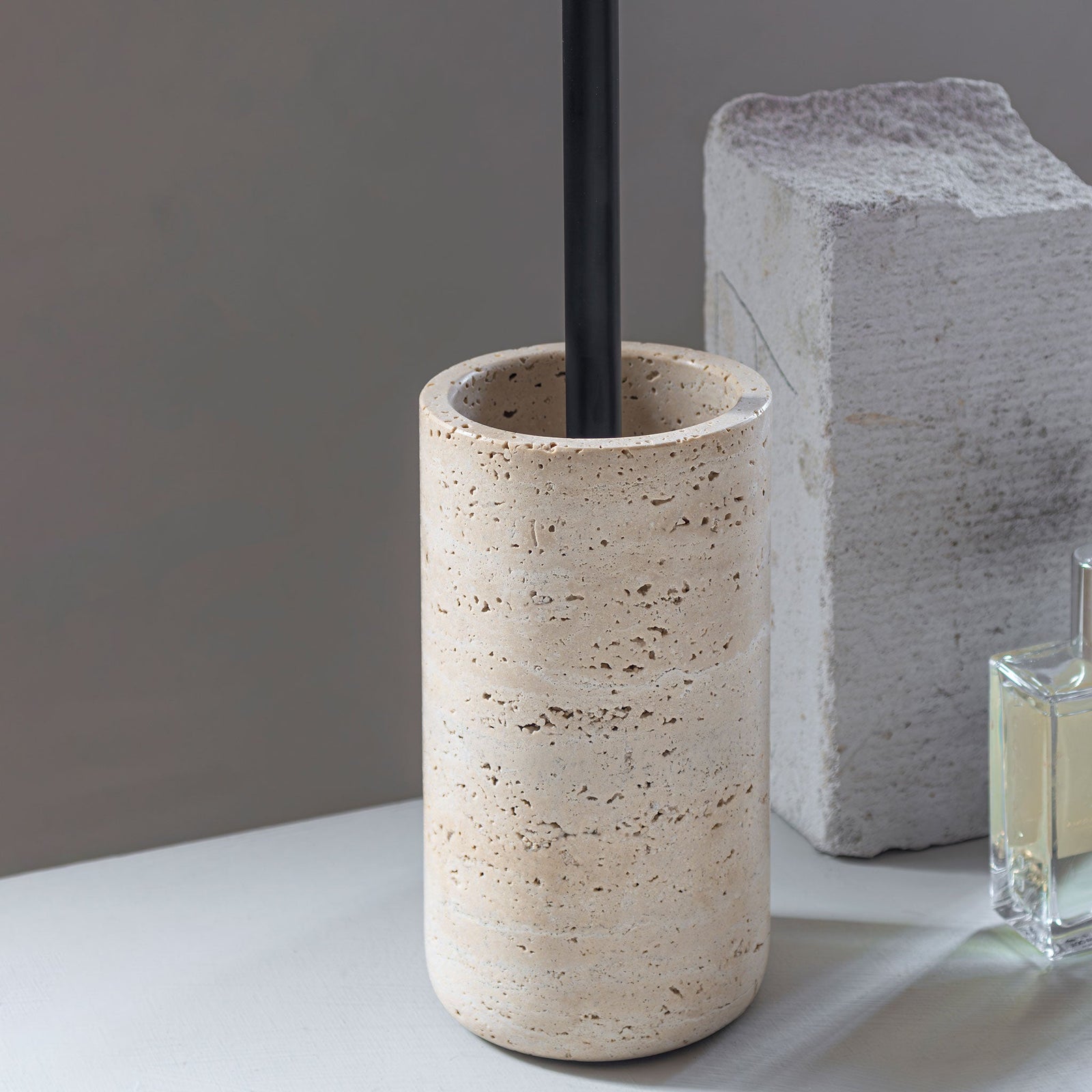 TRAVERTINE Toilet Brush Holder, Linen | Mette Ditmer – Mette