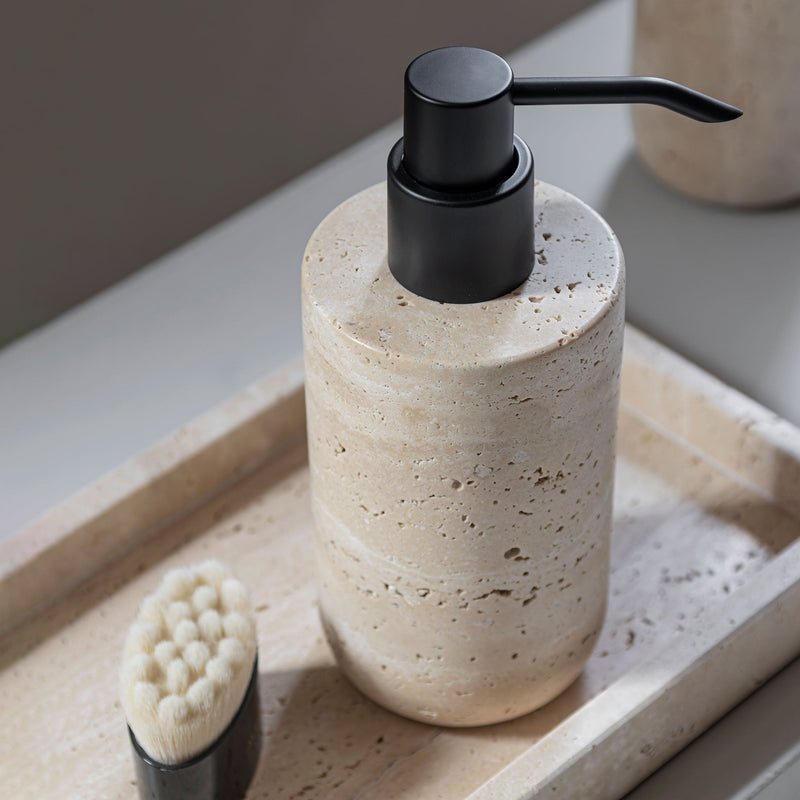 TRAVERTINE dispenser, tall, Linen