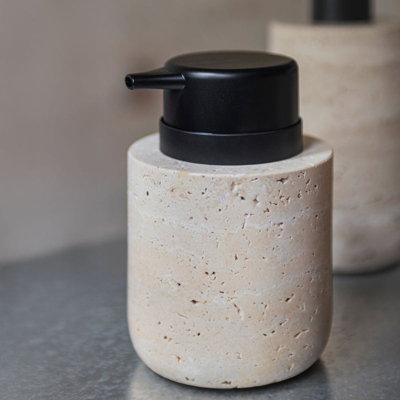 TRAVERTINE dispenser, low, Linen