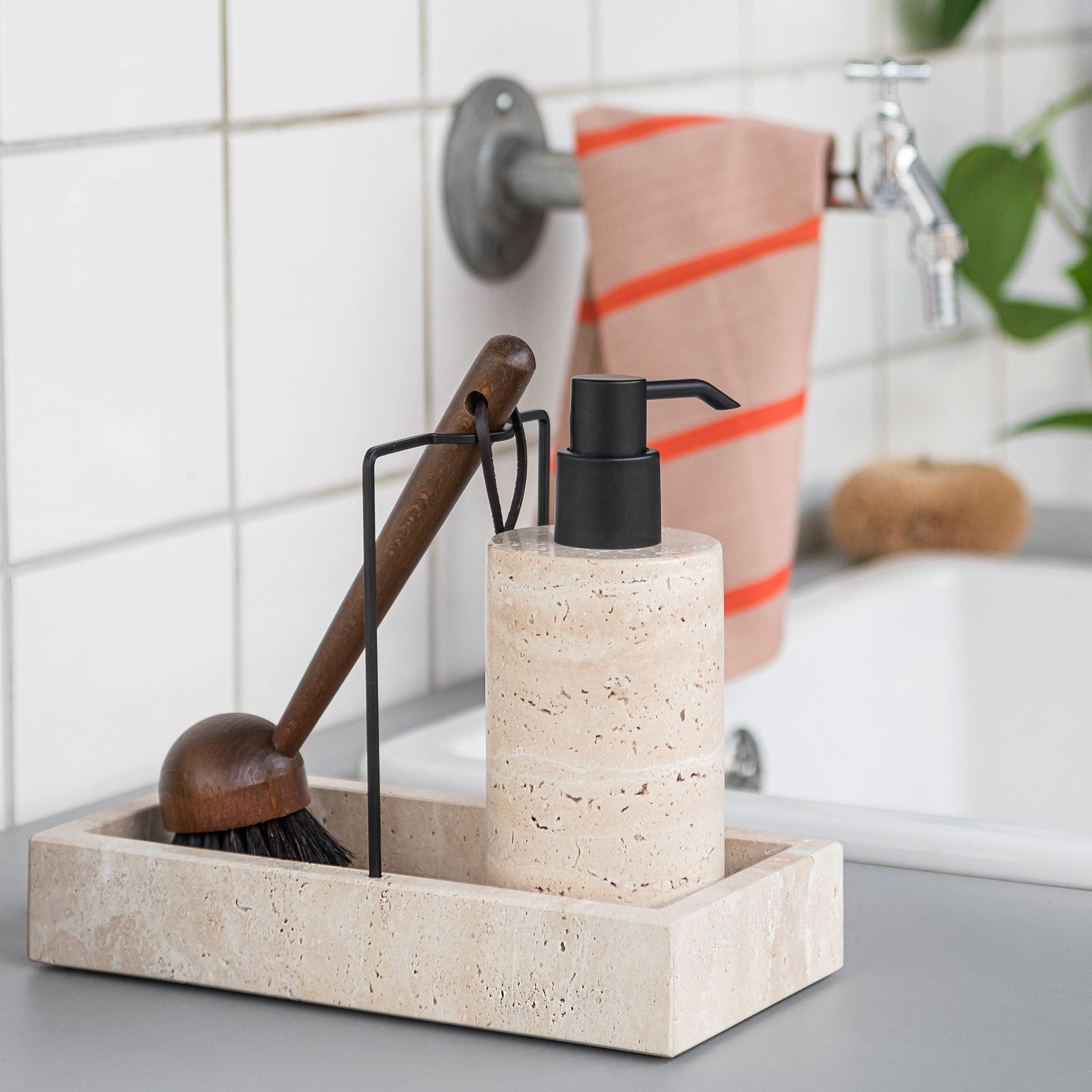 TRAVERTINE tall dispenser, Linen – Mette Ditmer - International