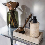 TRAVERTINE dispenser, tall, Linen