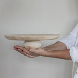 TRAVERTINE pedestal, Linen