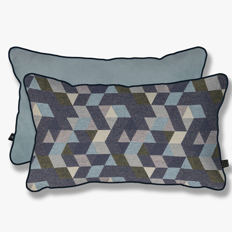 ATELIER Cushion, Dark mosaic / Light blue