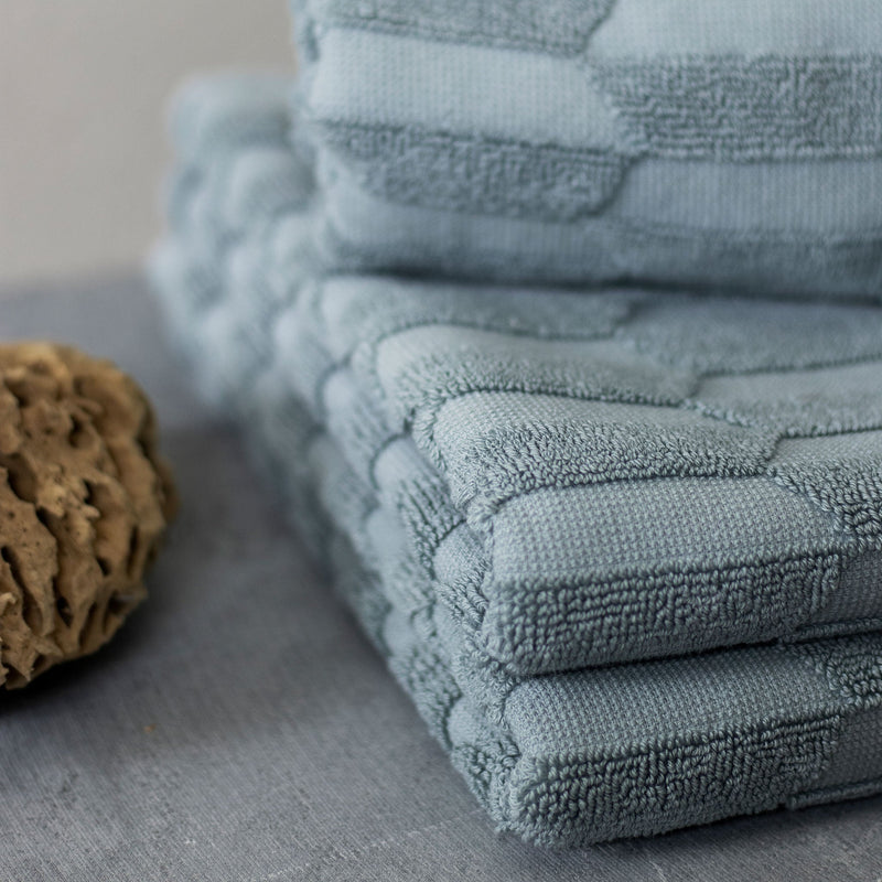 GEO Fingertip towel, stone blue, 3-pack
