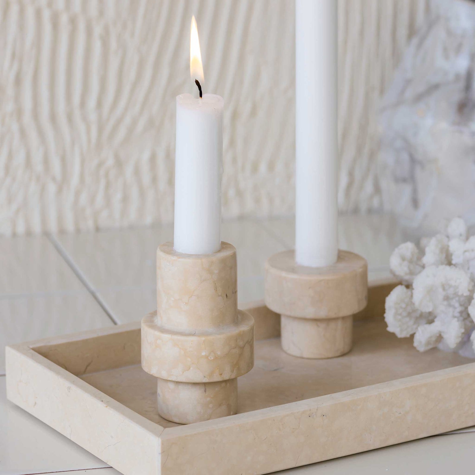 MARBLE candleholder, small, Sand – Mette Ditmer - International
